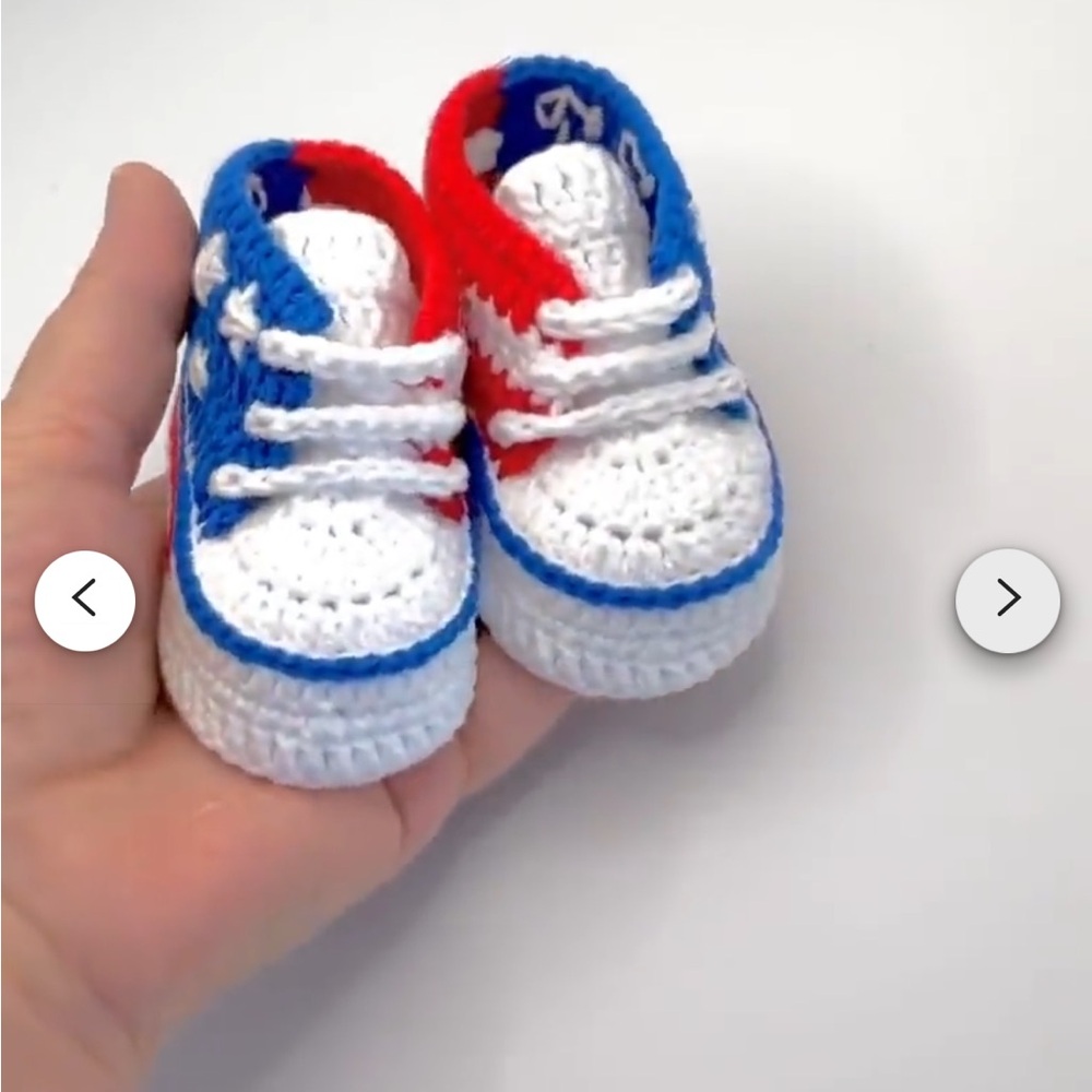 🇺🇸New Handmade Crochet Patriotic American Flag Baby Booties 3-6Mo Neutral
